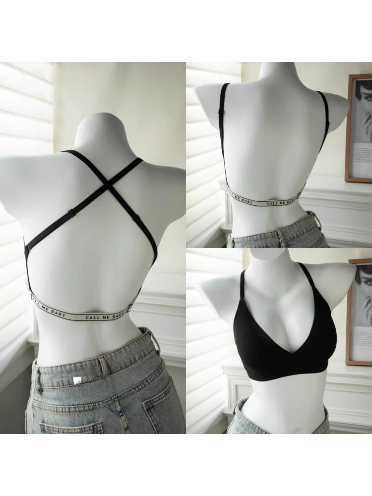 YUQI Deep U-Shaped Backless Br - مراجعة Embroidery Letter N وسعره