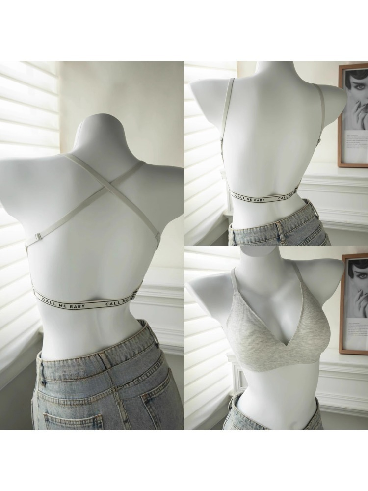 YUQI Deep U-Shaped Backless Br - مراجعة Embroidery Letter N وسعره