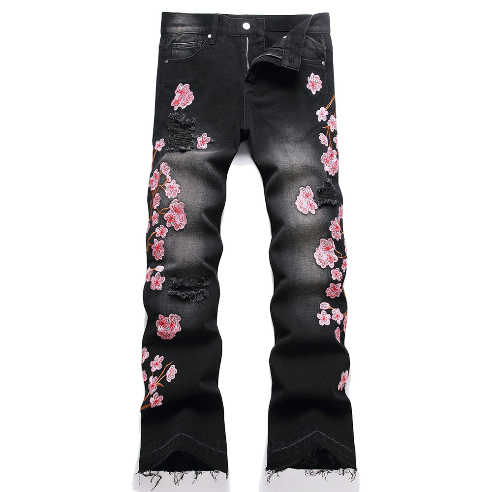 Men Sakura Embroidery Denim Je - مراجعة Embroidery Jeans Sakura وسعره