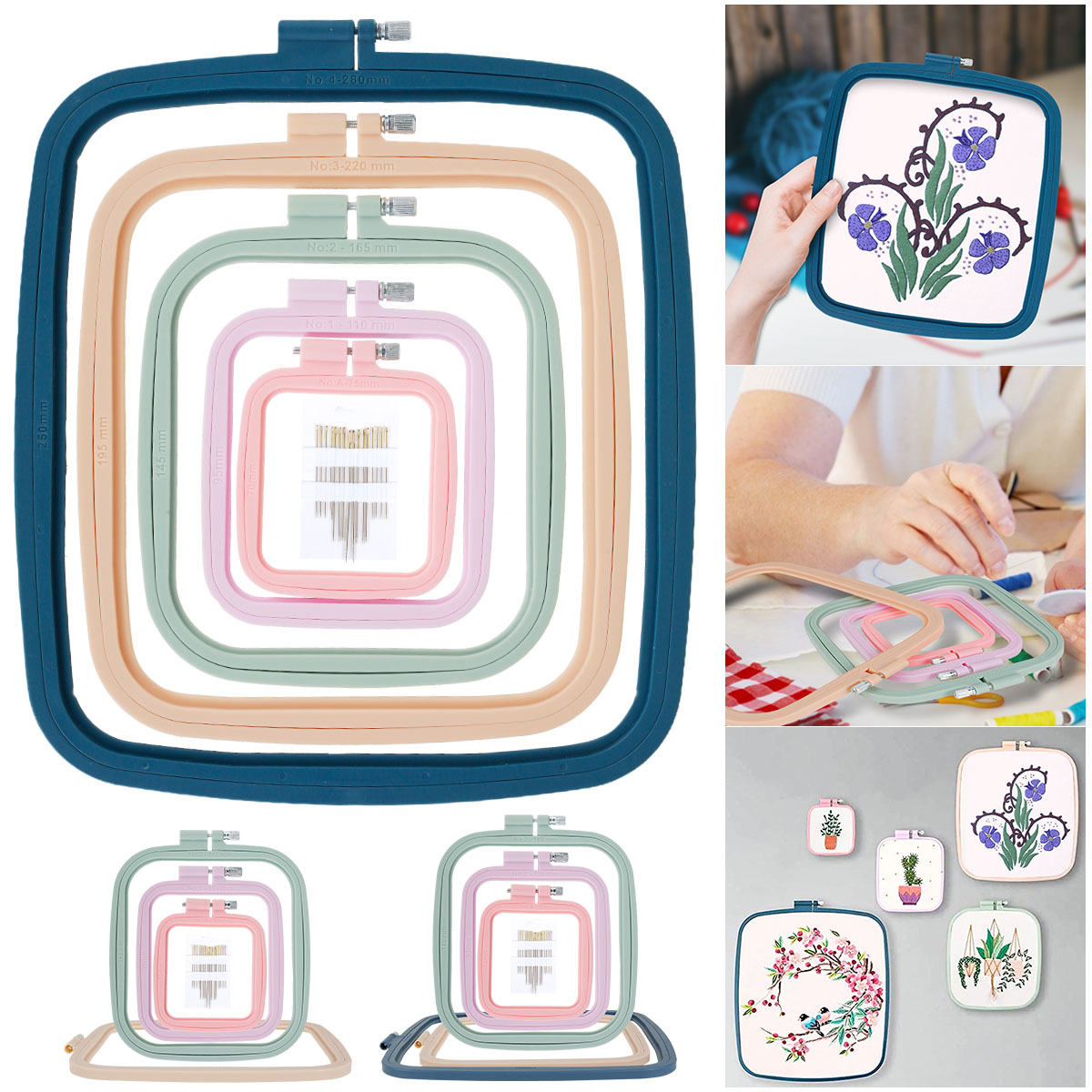 4/5Pcs Square Embroidery Hoops - مراجعة Embroidery Hoop Plastic وسعره