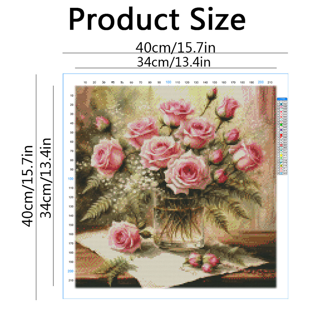 HUACAN Cross Stitch Kits Rose  - مراجعة Embroidery Rose Stitch وسعره