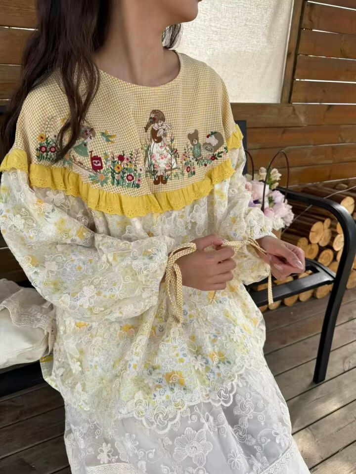 Yellow Color  Vintage Cotton P - مراجعة Embroidery Yellow وسعره