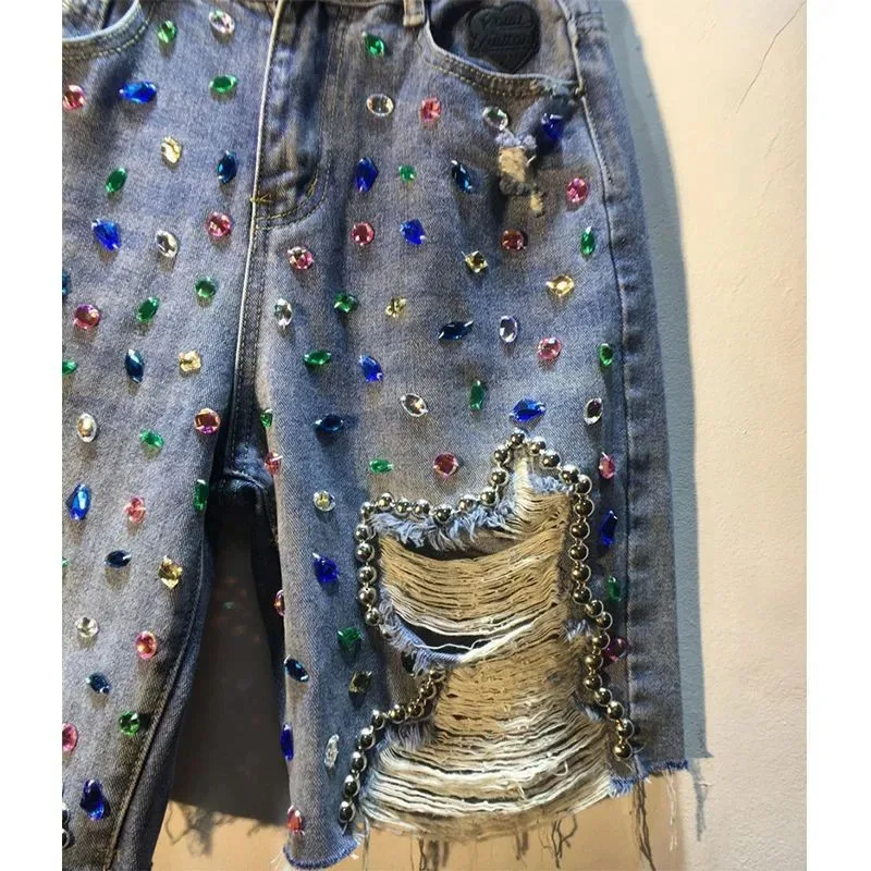 2025 Summer Short Pants High W - مراجعة Embroidery Jeans Sakura وسعره