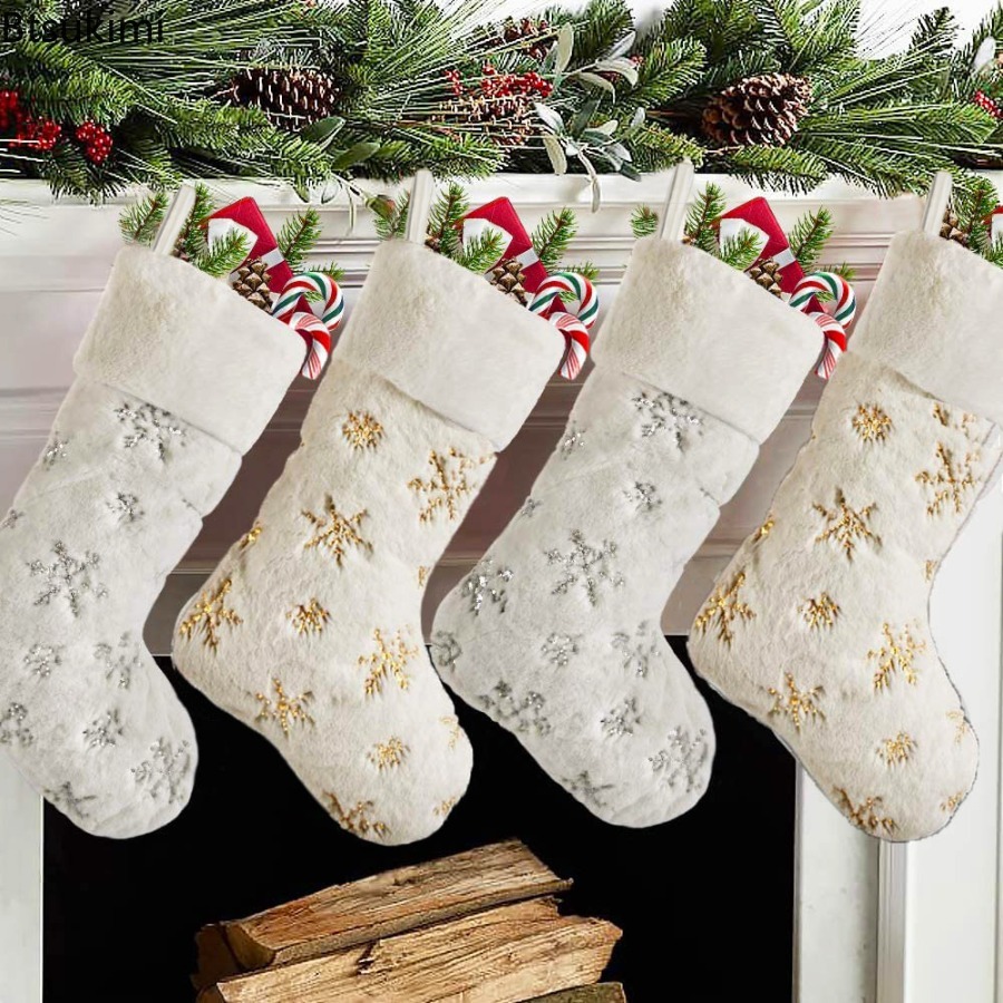 New 2026 White Plush Stamping  - مراجعة Embroidery Xmas Stocking وسعره