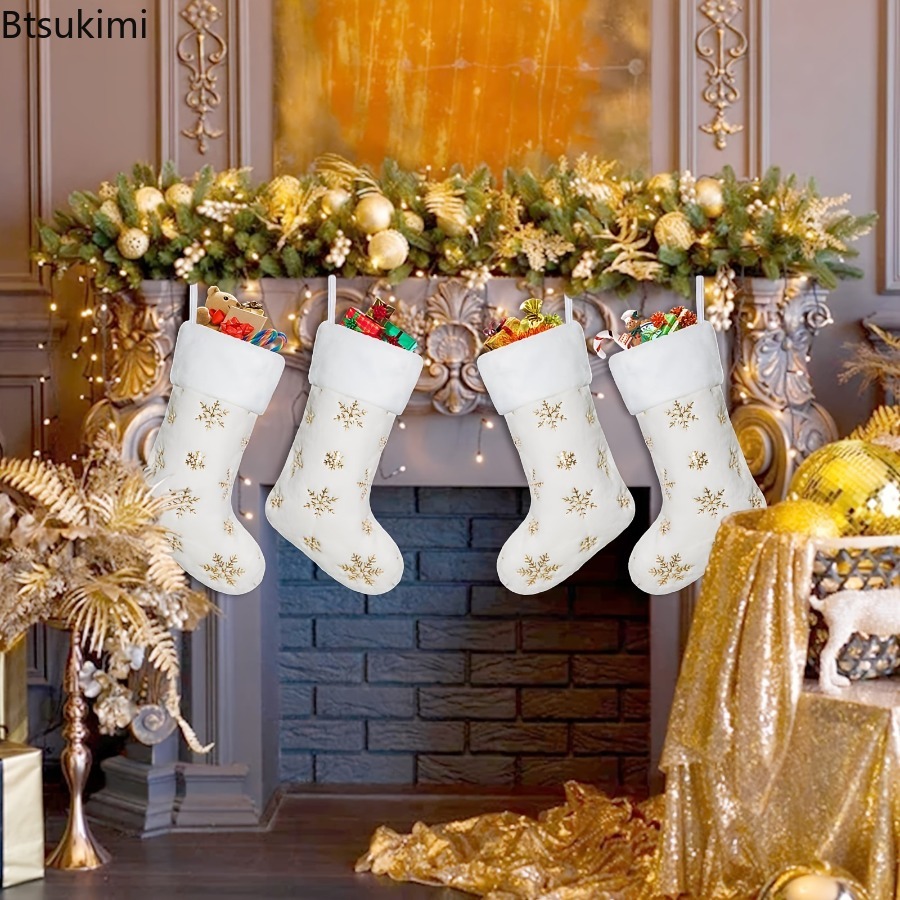New 2026 White Plush Stamping  - مراجعة Embroidery Xmas Stocking وسعره