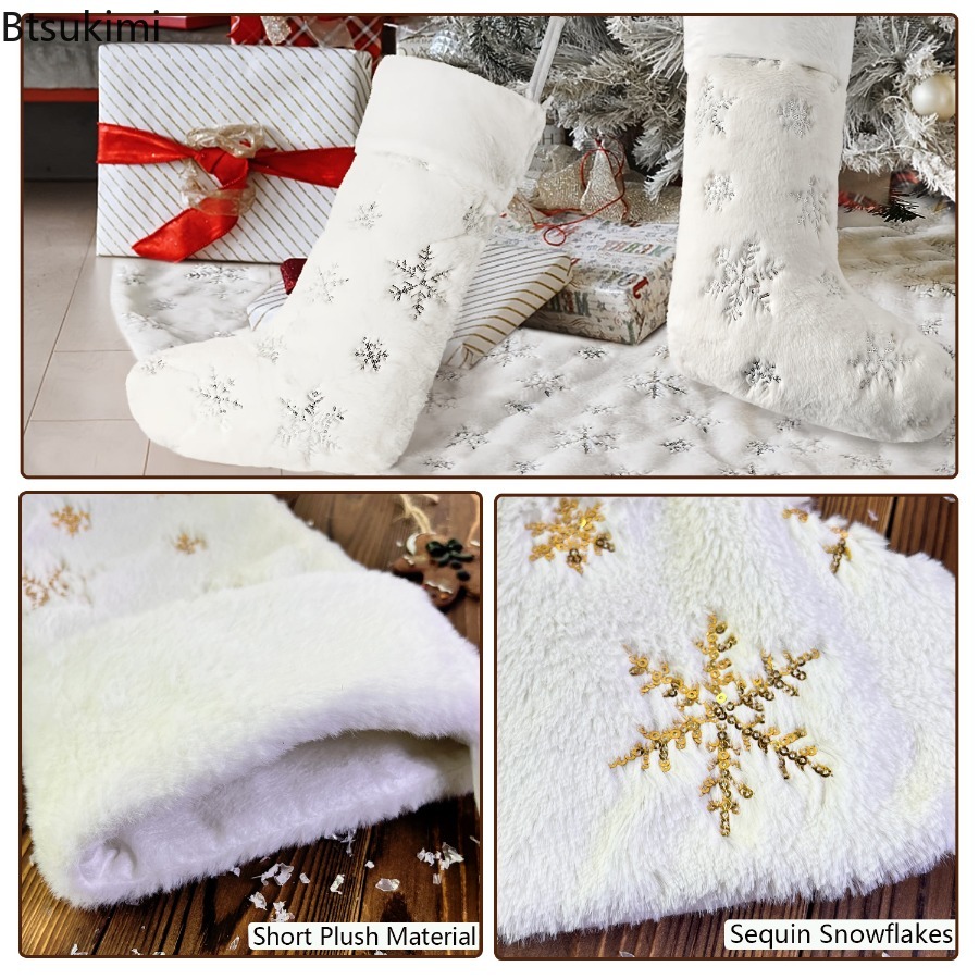 New 2026 White Plush Stamping  - مراجعة Embroidery Xmas Stocking وسعره