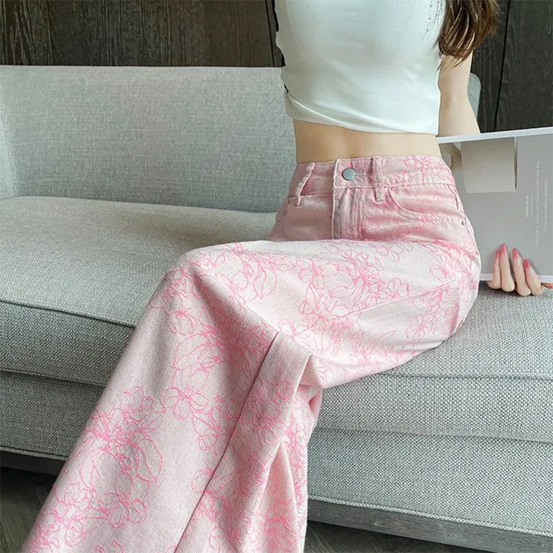 Pink Silk Denim Jeans Women's  - مراجعة Embroidery Design 3D وسعره