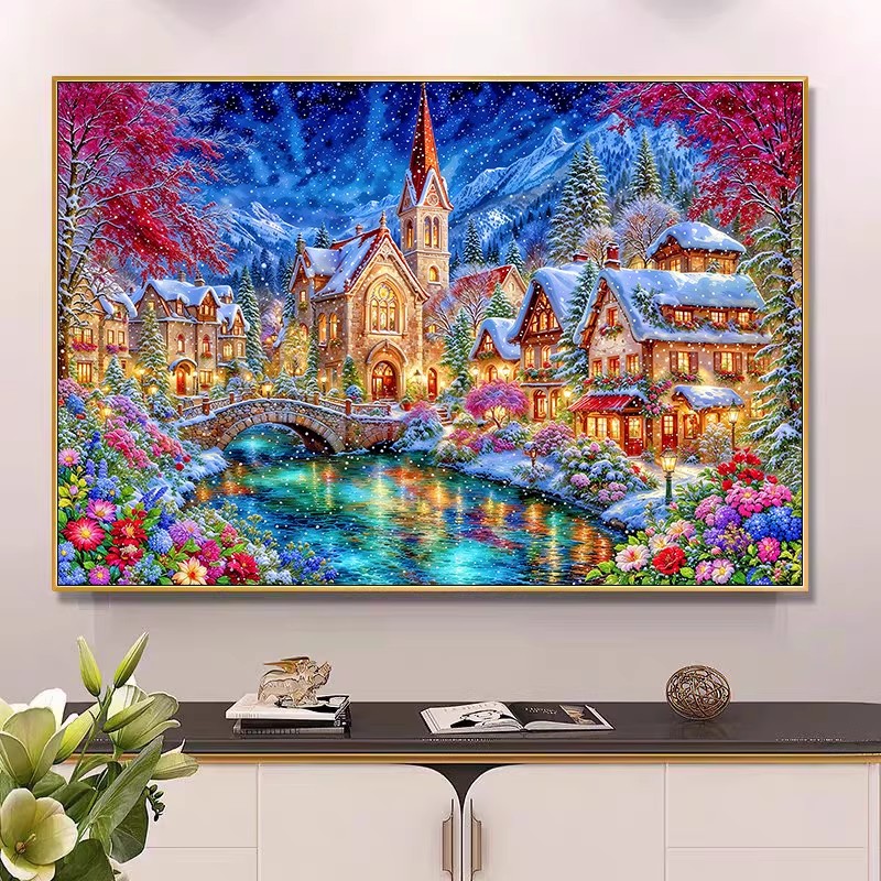 9ct 100x75cm Winter Church Emb - مراجعة Embroidery X Stitch وسعره