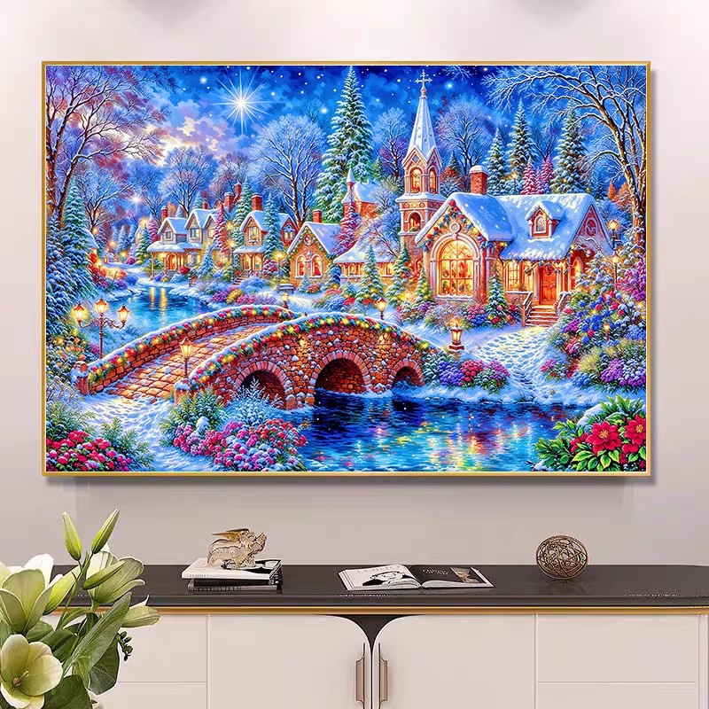 9ct 100x75cm Winter Church Emb - مراجعة Embroidery X Stitch وسعره