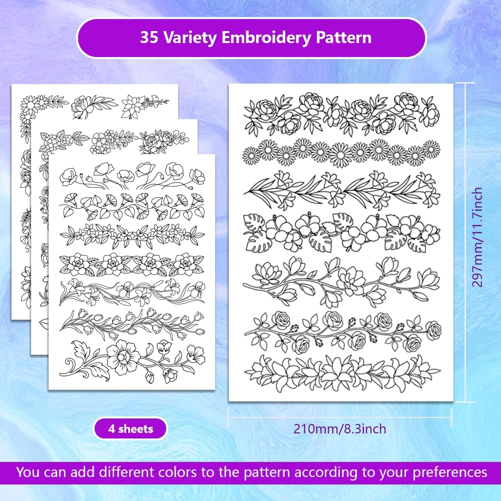 Pre-Printed Large Floral Borde - مراجعة Embroidery Web وسعره