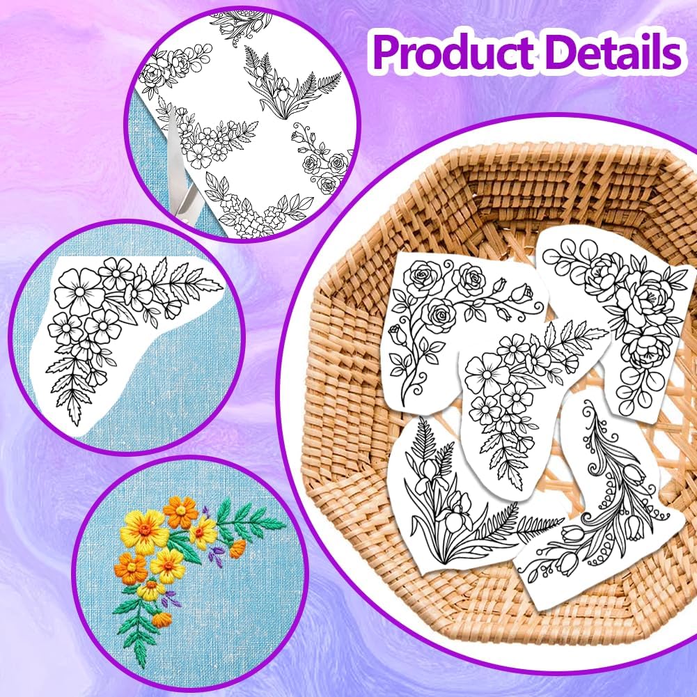 Pre-Printed Large Floral Borde - مراجعة Embroidery Web وسعره