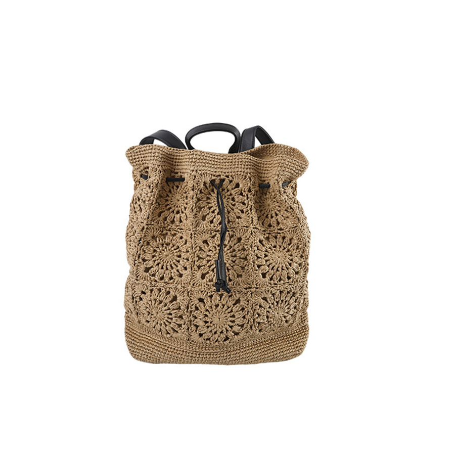 Straw Drawstring Backpack Summ - مراجعة Embroidery Bali وسعره