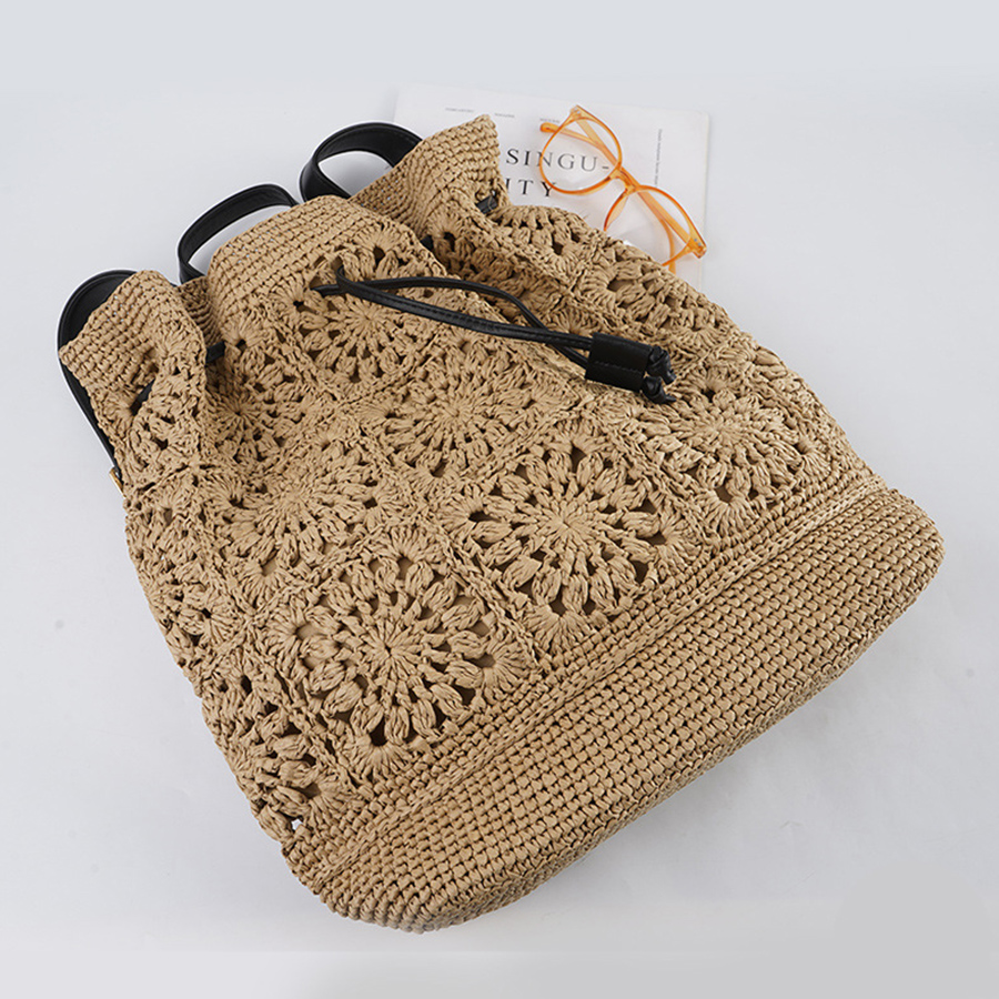 Straw Drawstring Backpack Summ - مراجعة Embroidery Bali وسعره