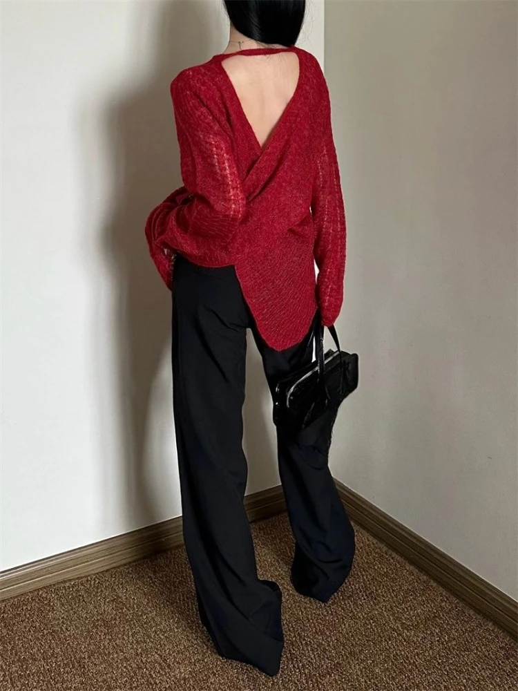 Y2K See-Through Knitted Women' - مراجعة Embroidery Fashion وسعره