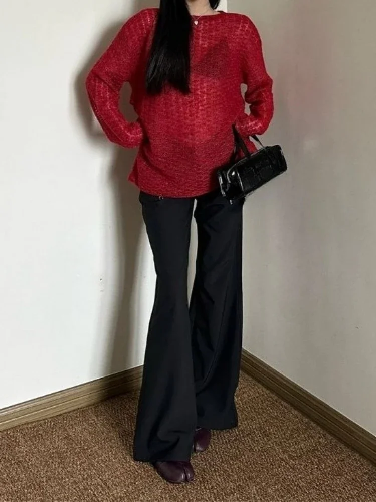 Y2K See-Through Knitted Women' - مراجعة Embroidery Fashion وسعره