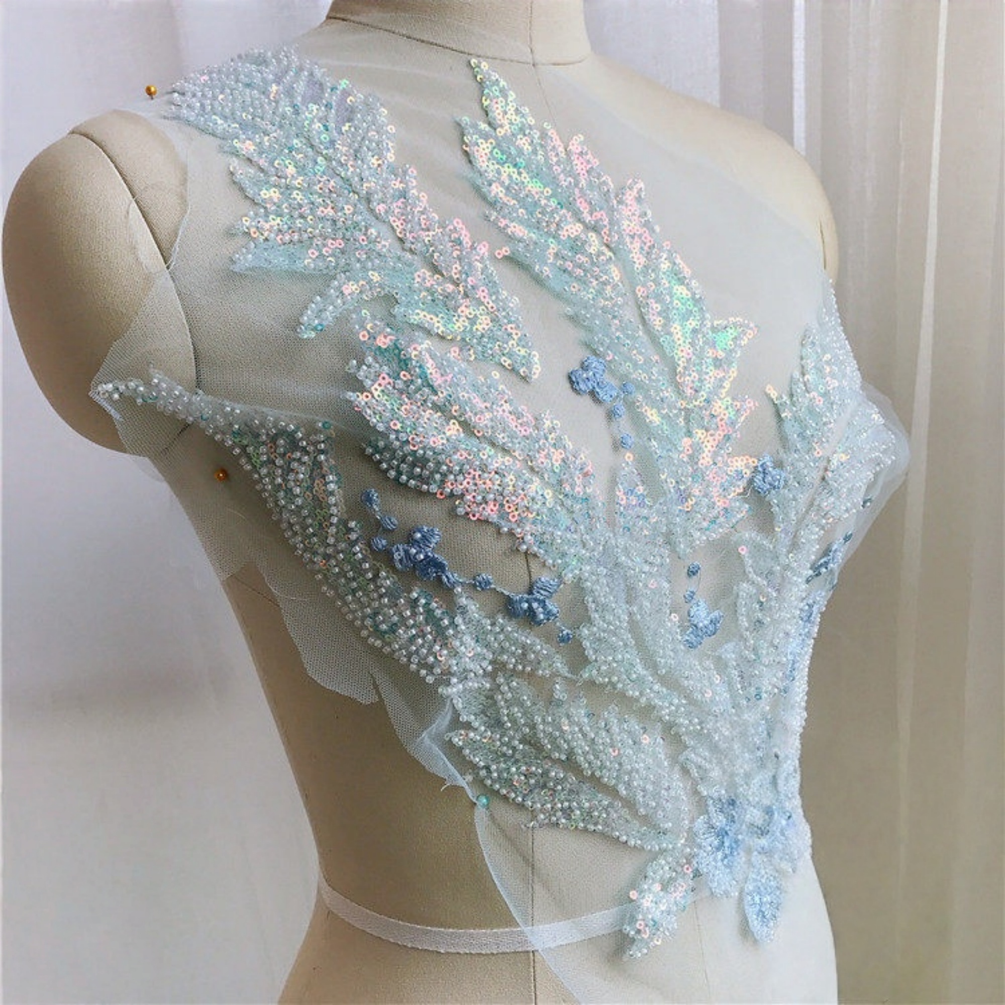 1PCS 34CMX50CM Sparkling Beads - مراجعة Embroidery Thread Yarn وسعره