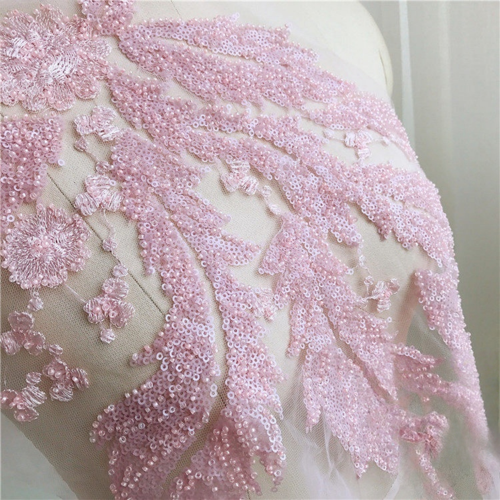 1PCS 34CMX50CM Sparkling Beads - مراجعة Embroidery Thread Yarn وسعره