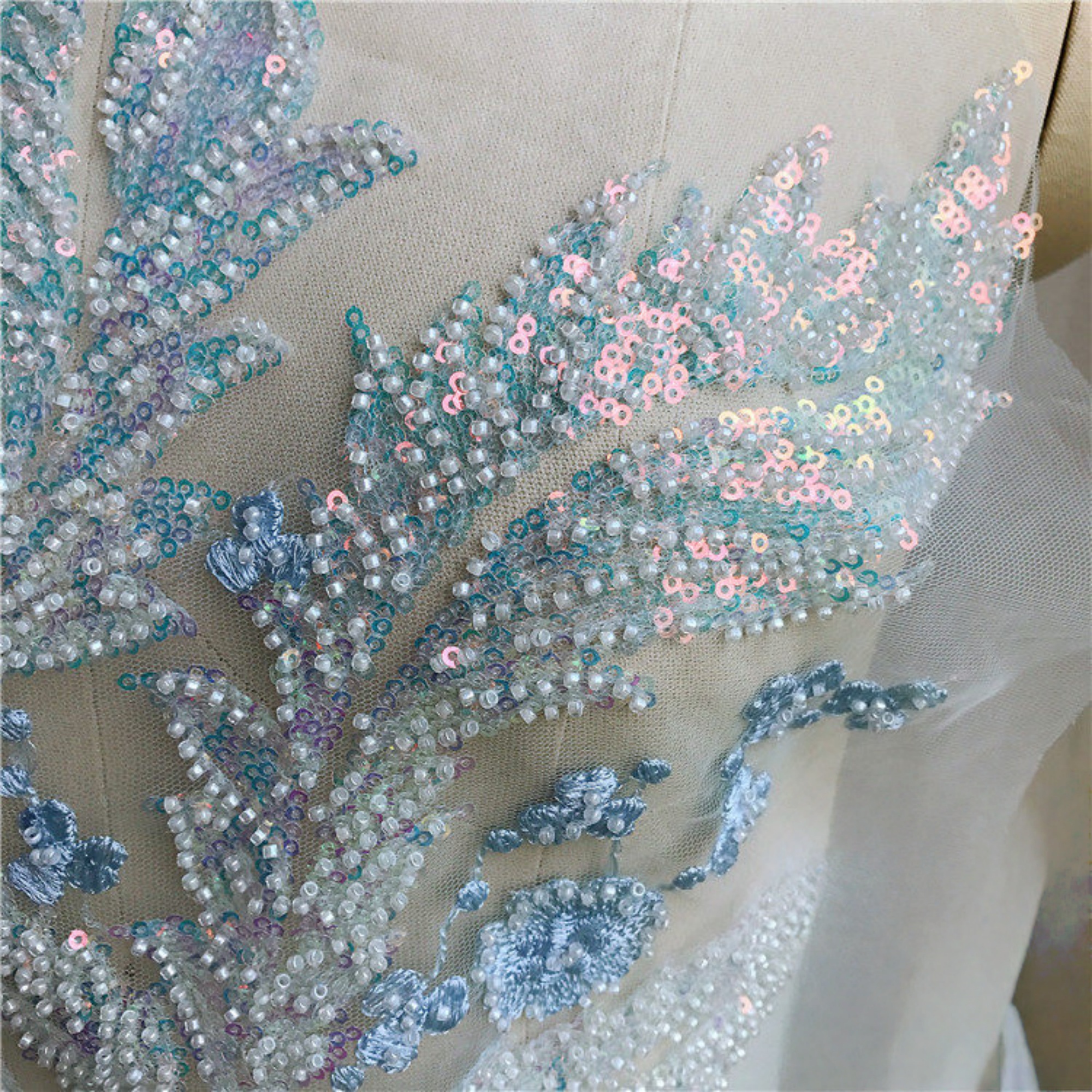 1PCS 34CMX50CM Sparkling Beads - مراجعة Embroidery Thread Yarn وسعره